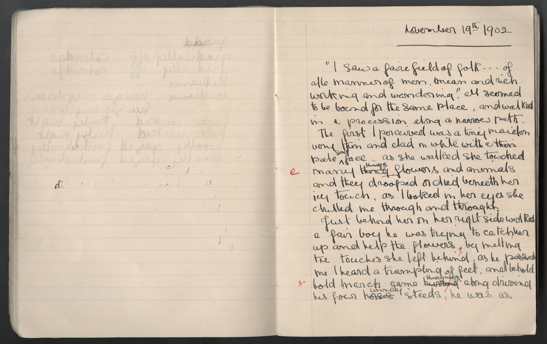 Ruth Martin Carvill's 1902 Composition book, entry for 19 Nov 1902, page 1 of 3